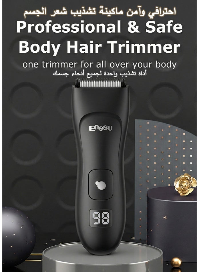 Enssu Electric Body Groomer & Hair Clipper for Men | BLADELOCK™ Safe Blade Technology | IPX7 Waterproof Cordless Trimmer with LCD Display, 6000 RPM Motor & Up to 60 Minutes Runtime | Best for Sensitive Areas - Image 2